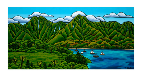 HBC-SALIBOATS AT HANALEI 8 X 10