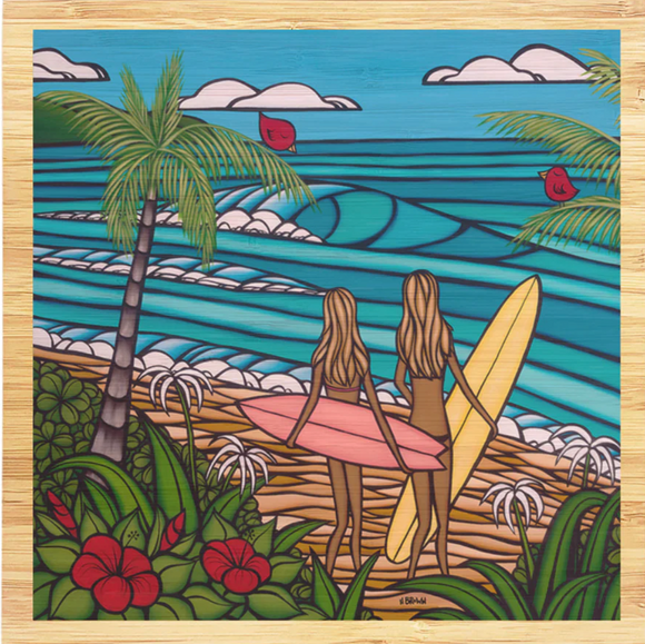 HBC- WOOD PRINT-SURF SISTERS