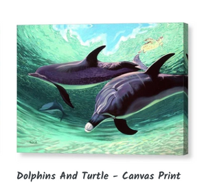 MARK ART - Dolphins And Turtle - Canvas Print
